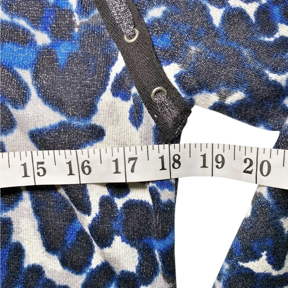 Sharon Young Black and Blue Animal Print Shimmer Long Sleeve Cardigan - Picture 11 of 15